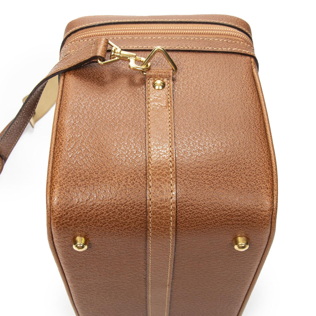Gucci Large Bamboo Vanity Case Brown Gray Calfskin Leather — view 7