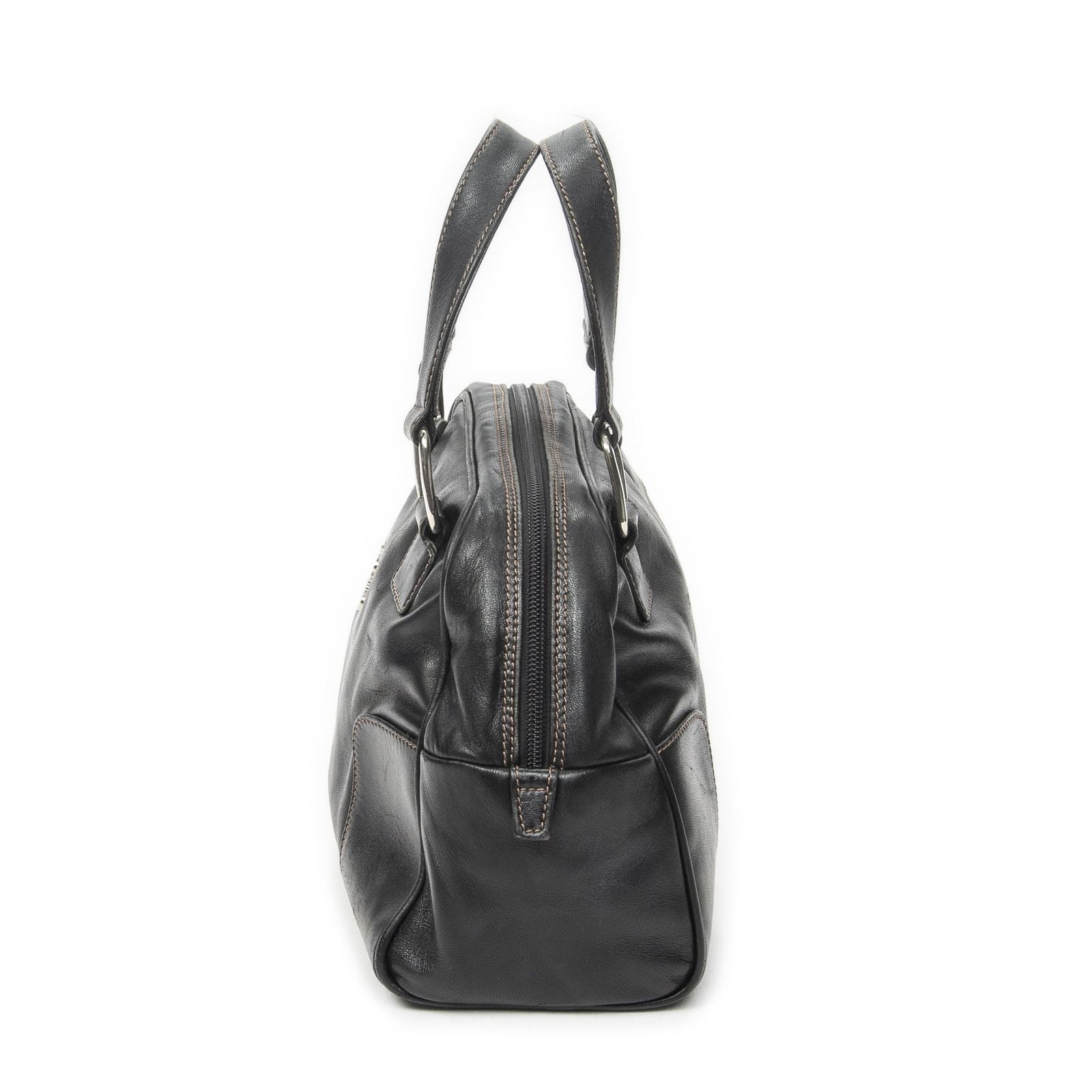 Loewevintage Anagram Dome Tote Black Calfskin Leather — view 3