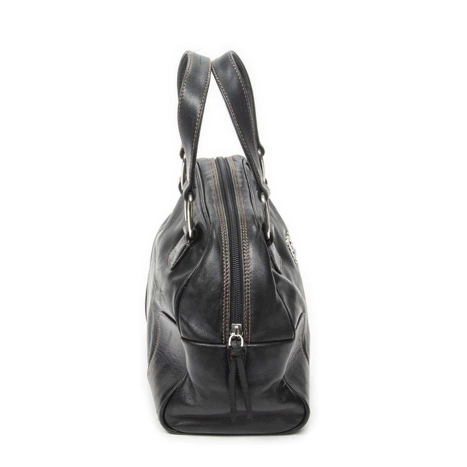 Loewevintage Anagram Dome Tote Black Calfskin Leather — view 4