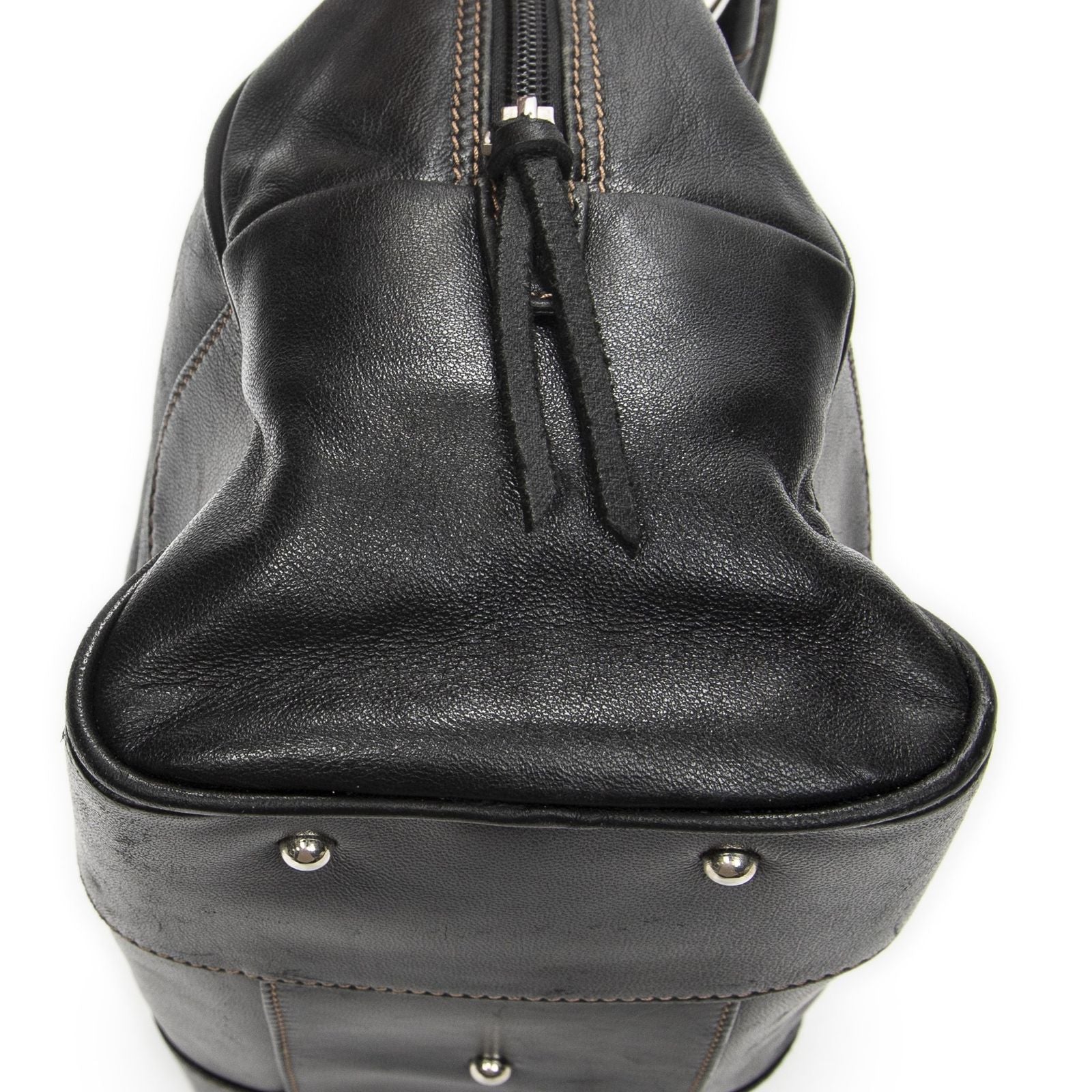 Loewevintage Anagram Dome Tote Black Calfskin Leather — view 8