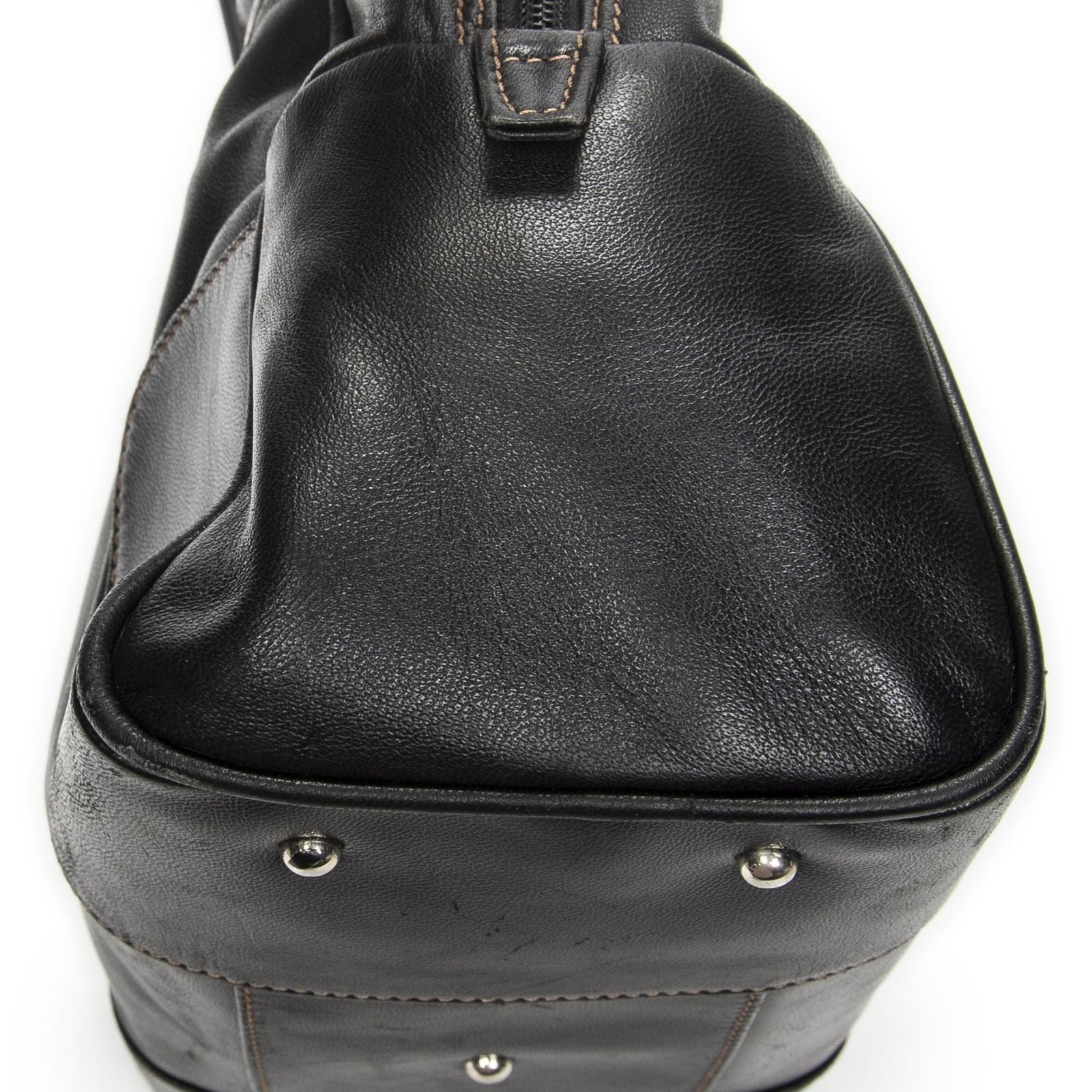 Loewevintage Anagram Dome Tote Black Calfskin Leather — view 7