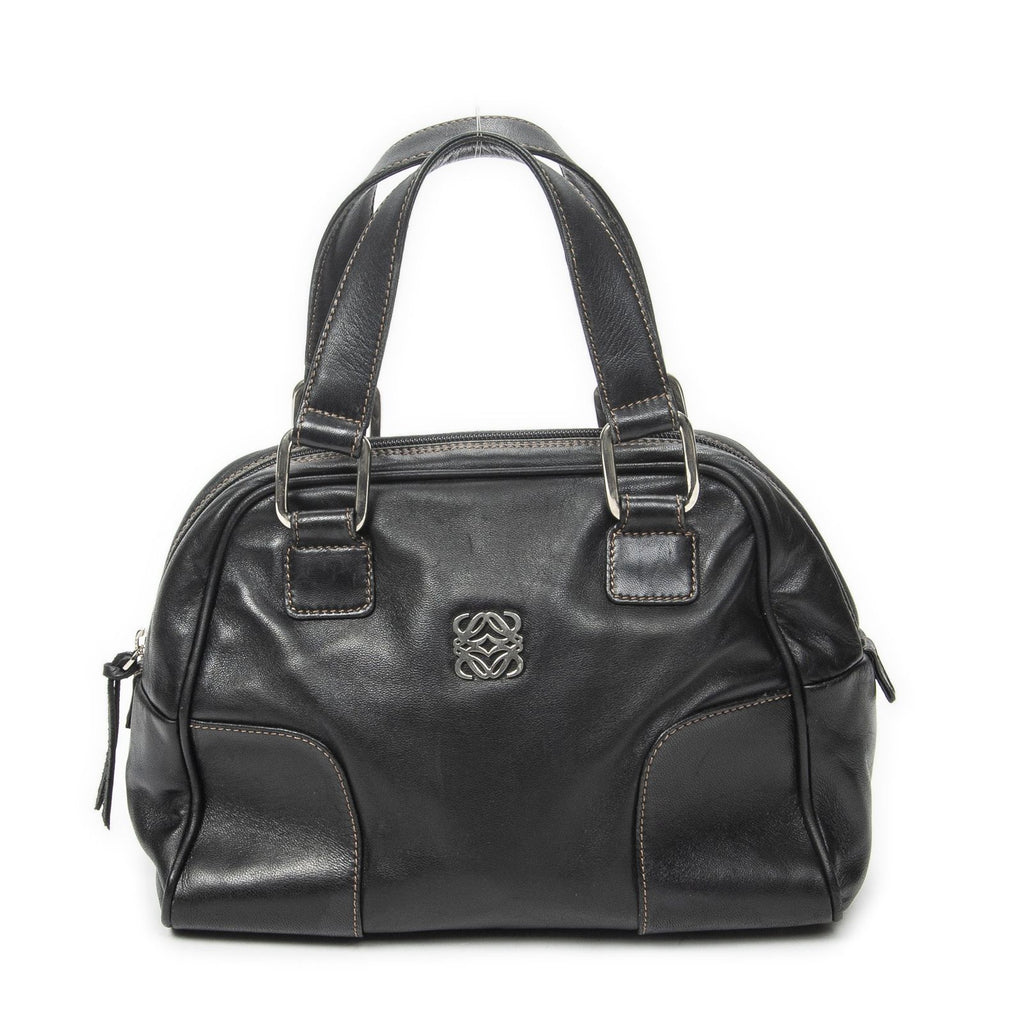 Loewevintage Anagram Dome Tote Black Calfskin Leather