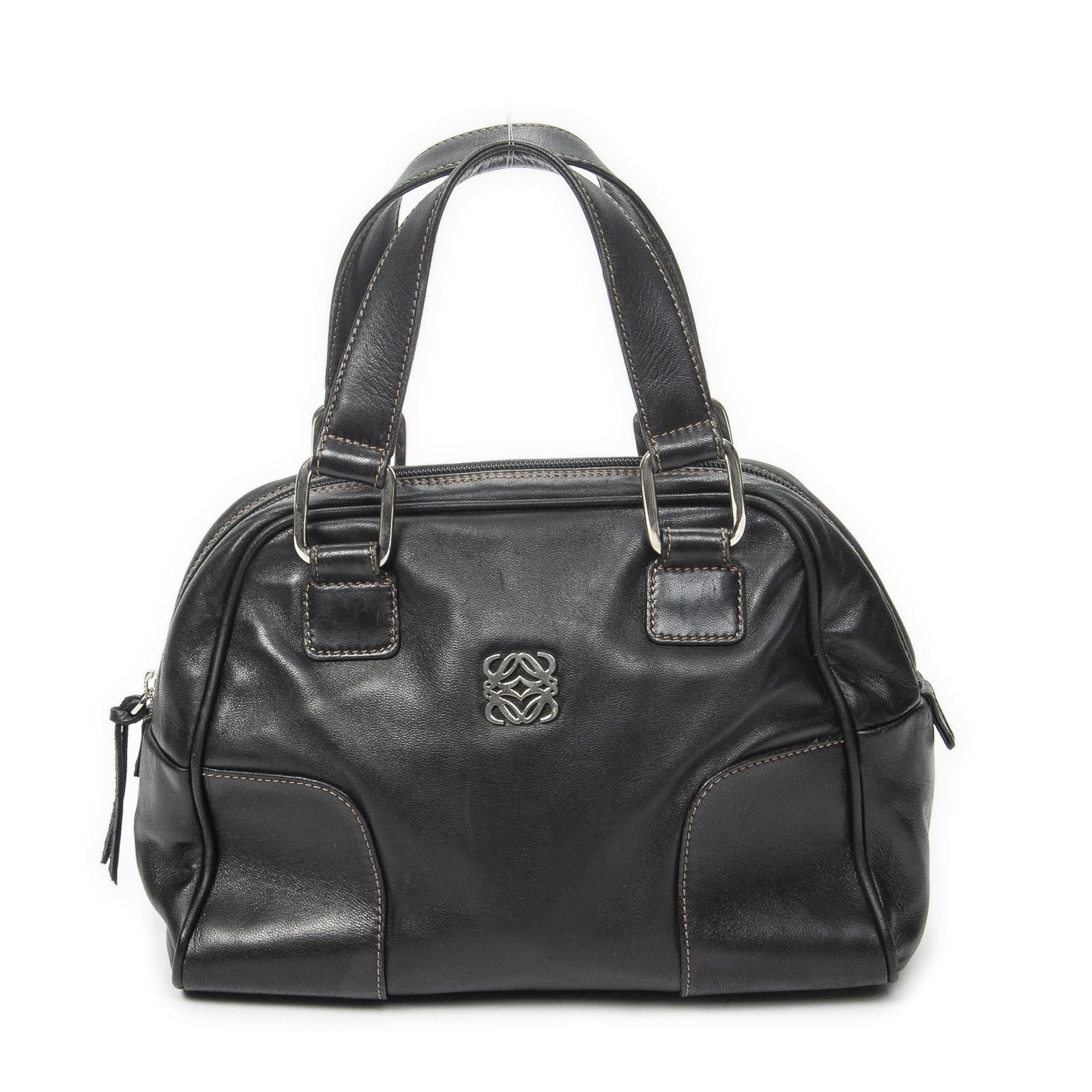 Loewevintage Anagram Dome Tote Black Calfskin Leather