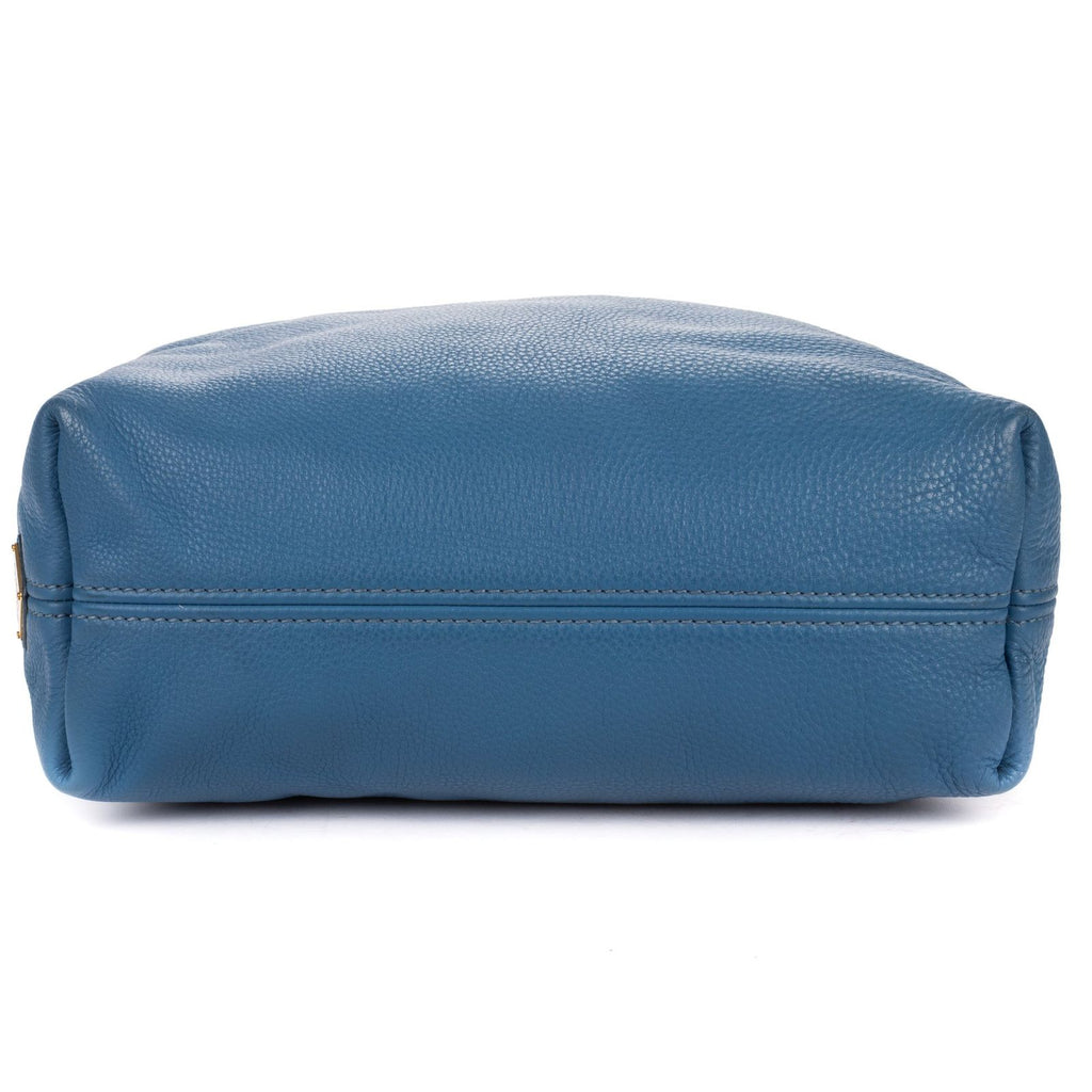 Prada Large Hobo Top Handle Blue Vitello Daino — view 6