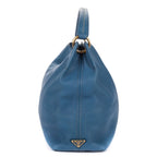 Prada Large Hobo Top Handle Blue Vitello Daino — view 4