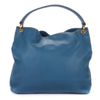 Prada Large Hobo Top Handle Blue Vitello Daino — view 5