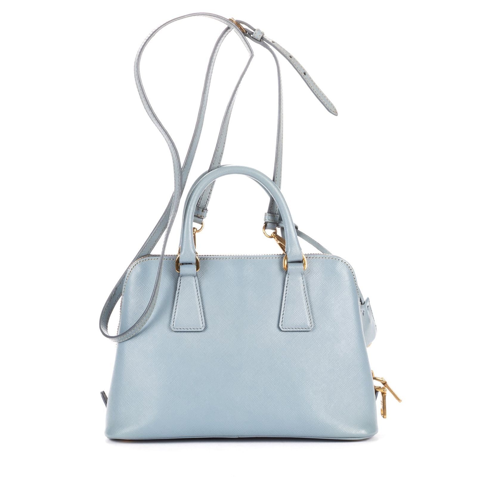 Prada Small Zip Promenade Blue Saffiano Leather Messenger — view 5