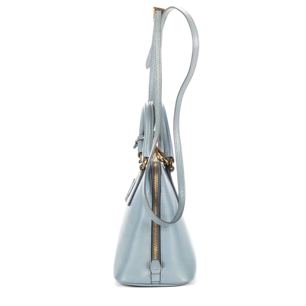 Prada Small Zip Promenade Blue Saffiano Leather Messenger — view 3