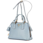 Prada Small Zip Promenade Blue Saffiano Leather Messenger — view 2