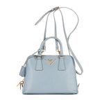 Prada Small Zip Promenade Blue Saffiano Leather Messenger