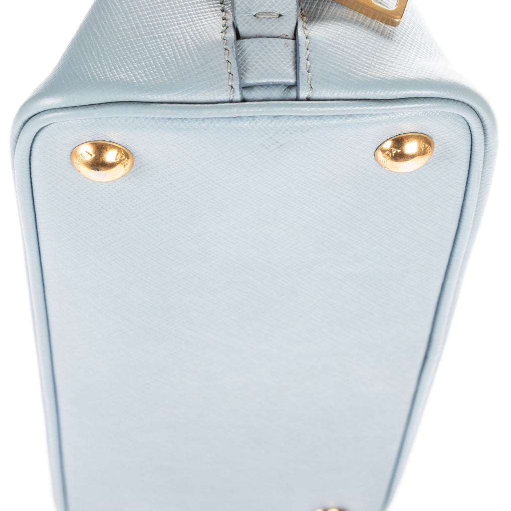 Prada Small Zip Promenade Blue Saffiano Leather Messenger — view 7