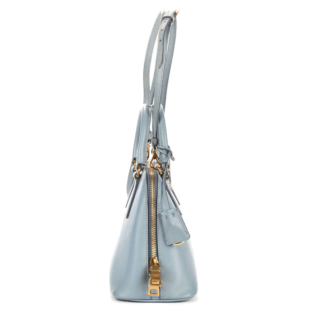 Prada Small Zip Promenade Blue Saffiano Leather Messenger — view 4