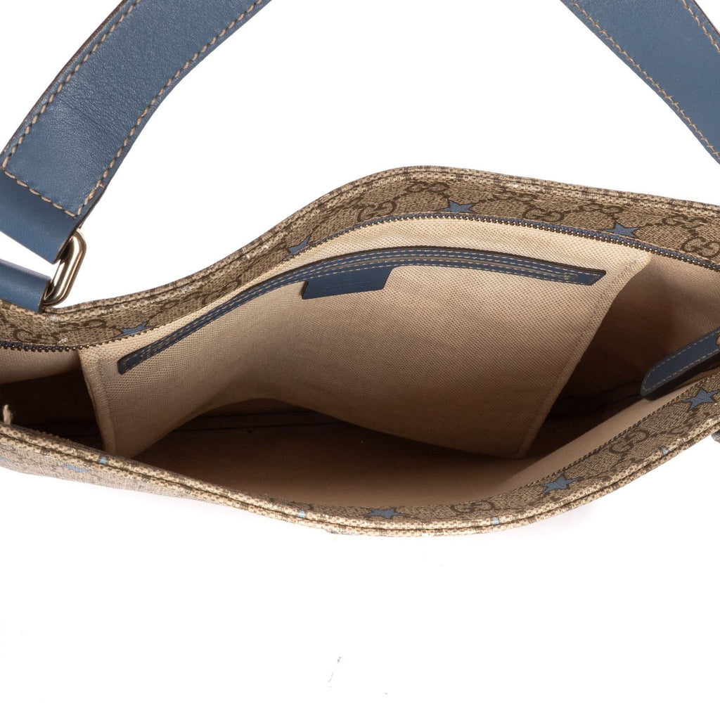 Gucci Large Square Zip Messenger Beige Blue Supreme Star Print Canvasa — view 9