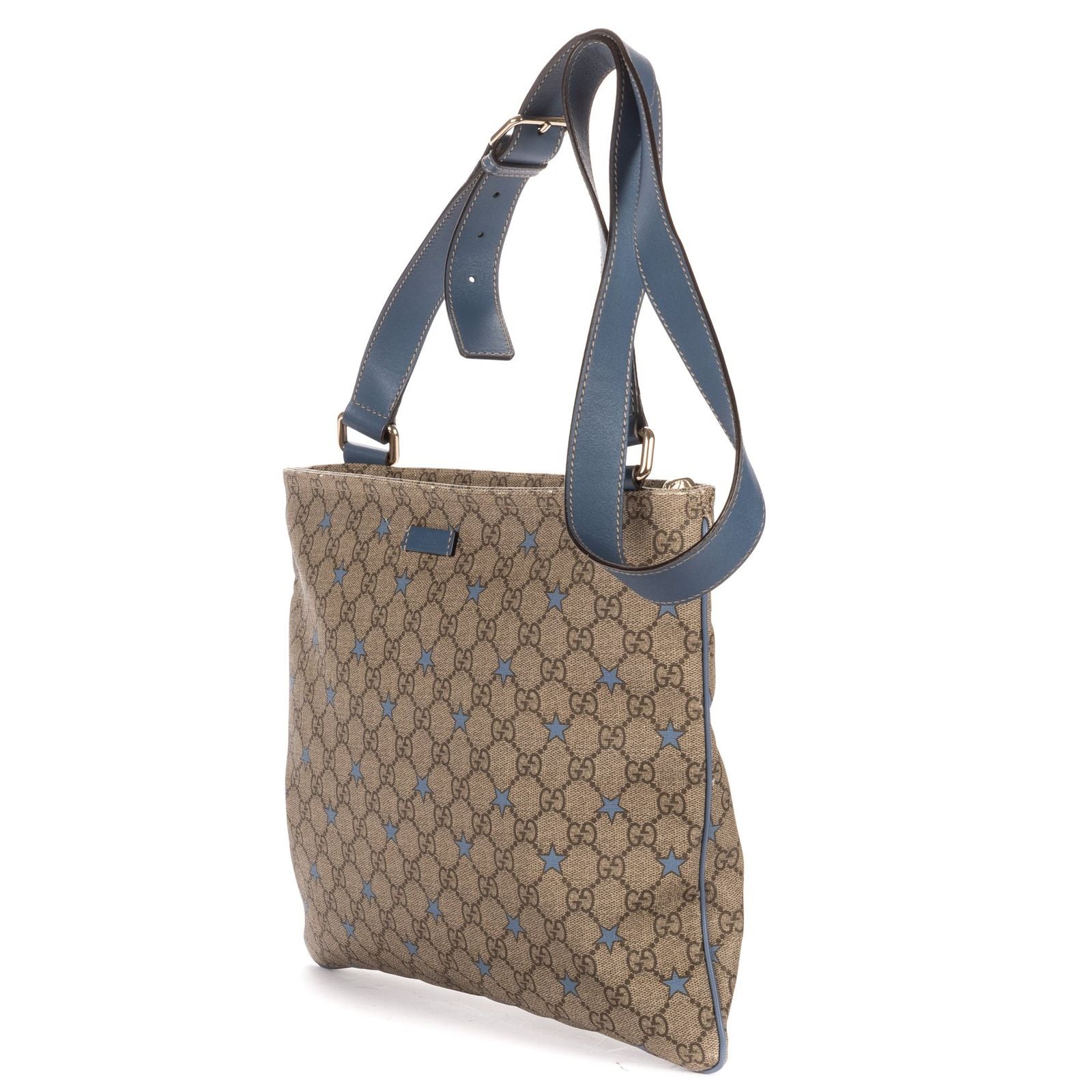 Gucci Large Square Zip Messenger Beige Blue Supreme Star Print Canvasa — view 2