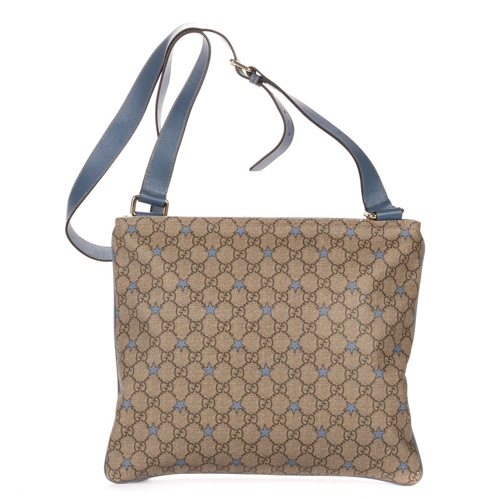 Gucci Large Square Zip Messenger Beige Blue Supreme Star Print Canvasa — view 5