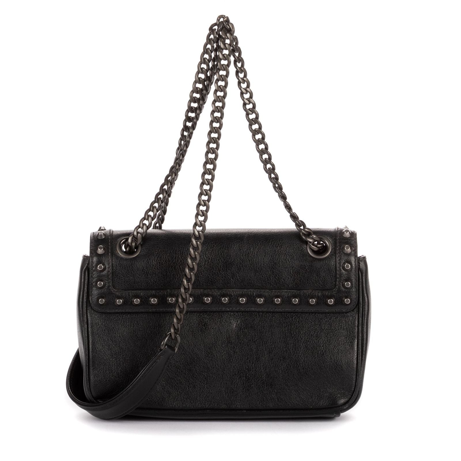 Prada Studded Flap Crossbody Black Leather — view 5