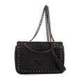 Prada Studded Flap Crossbody Black Leather