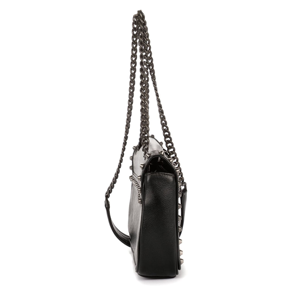 Prada Studded Flap Crossbody Black Leather — view 4