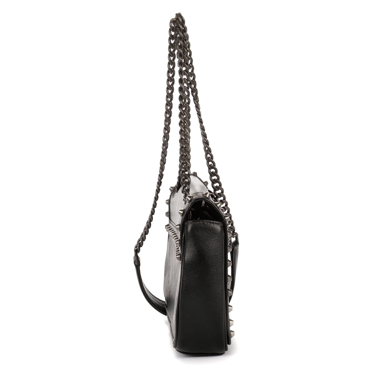 Prada Studded Flap Crossbody Black Leather — view 4