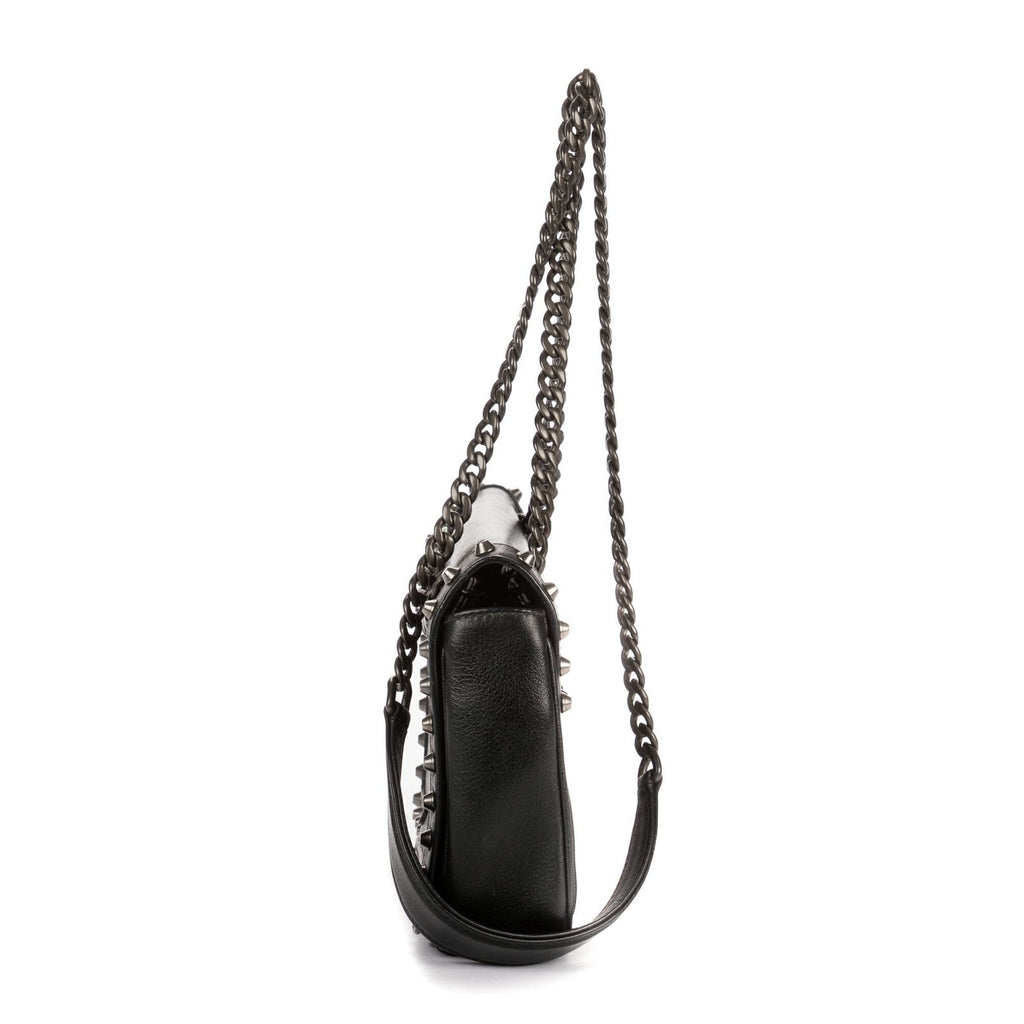 Prada Studded Flap Crossbody Black Leather — view 3