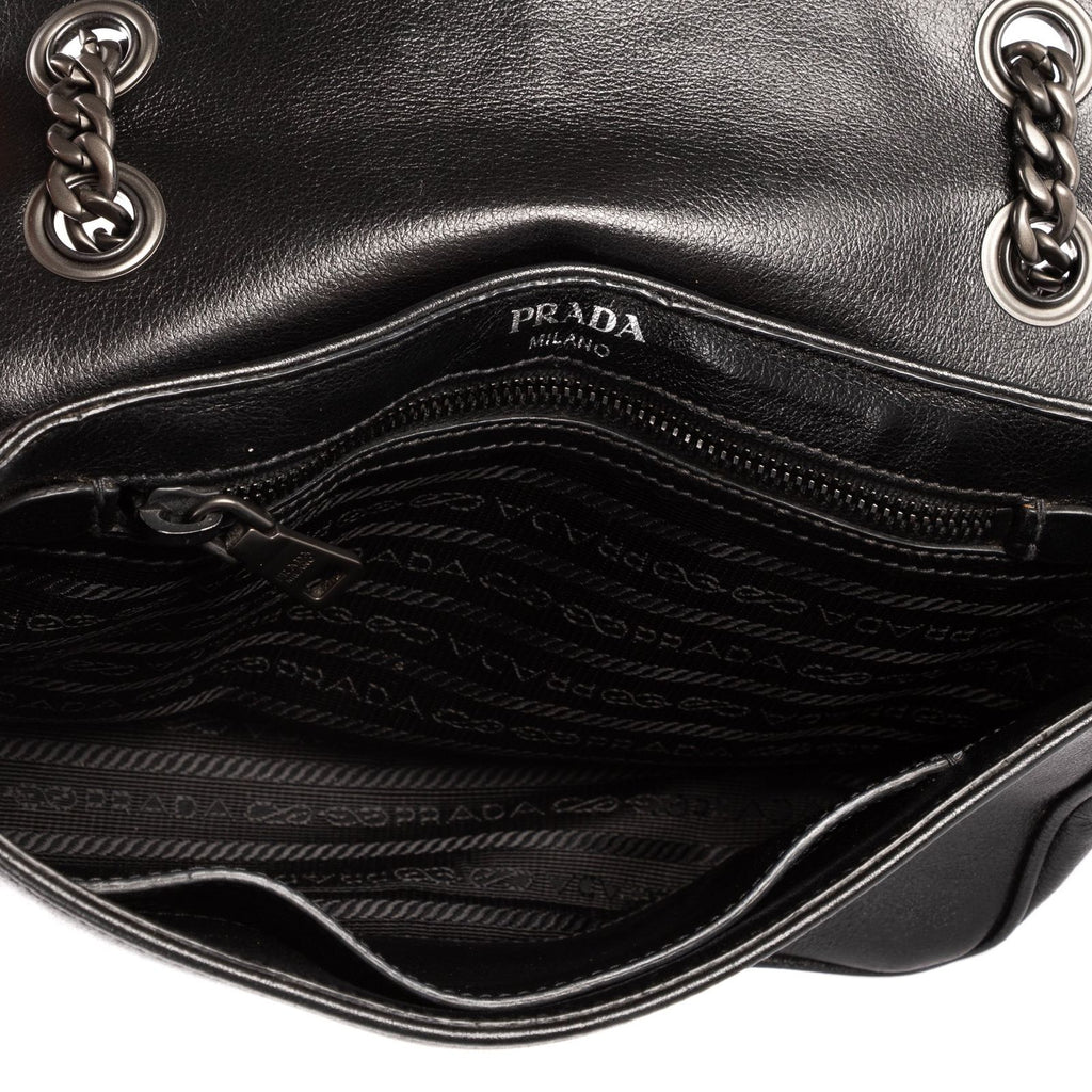 Prada Studded Flap Crossbody Black Leather — view 9