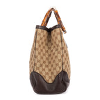 Gucci Midi Amfloral Bamboo Top Handle Brown Beige GG Canvas — view 3