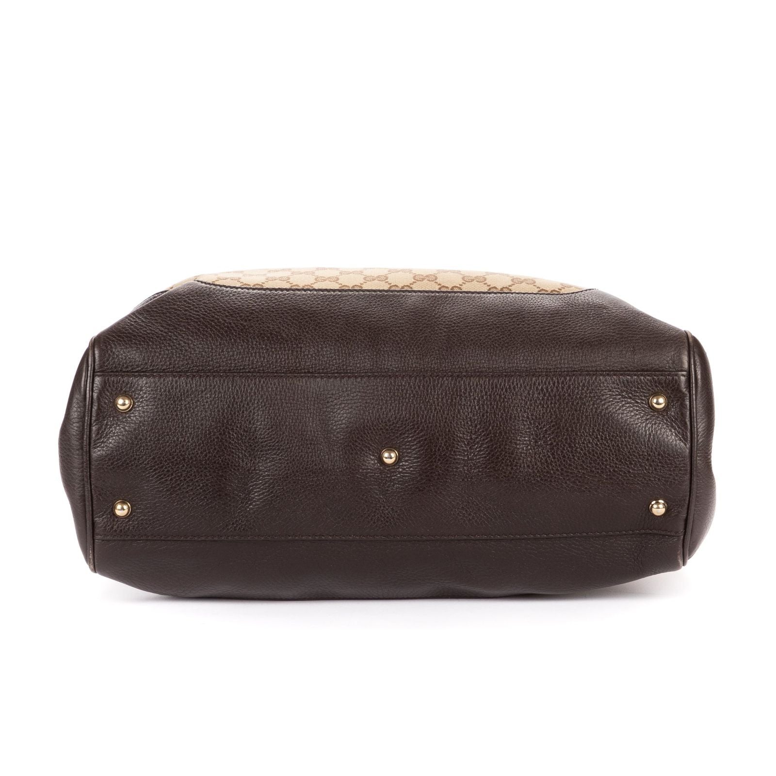 Gucci Midi Amfloral Bamboo Top Handle Brown Beige GG Canvas — view 6