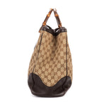 Gucci Midi Amfloral Bamboo Top Handle Brown Beige GG Canvas — view 4