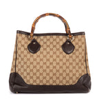 Gucci Midi Amfloral Bamboo Top Handle Brown Beige GG Canvas — view 5