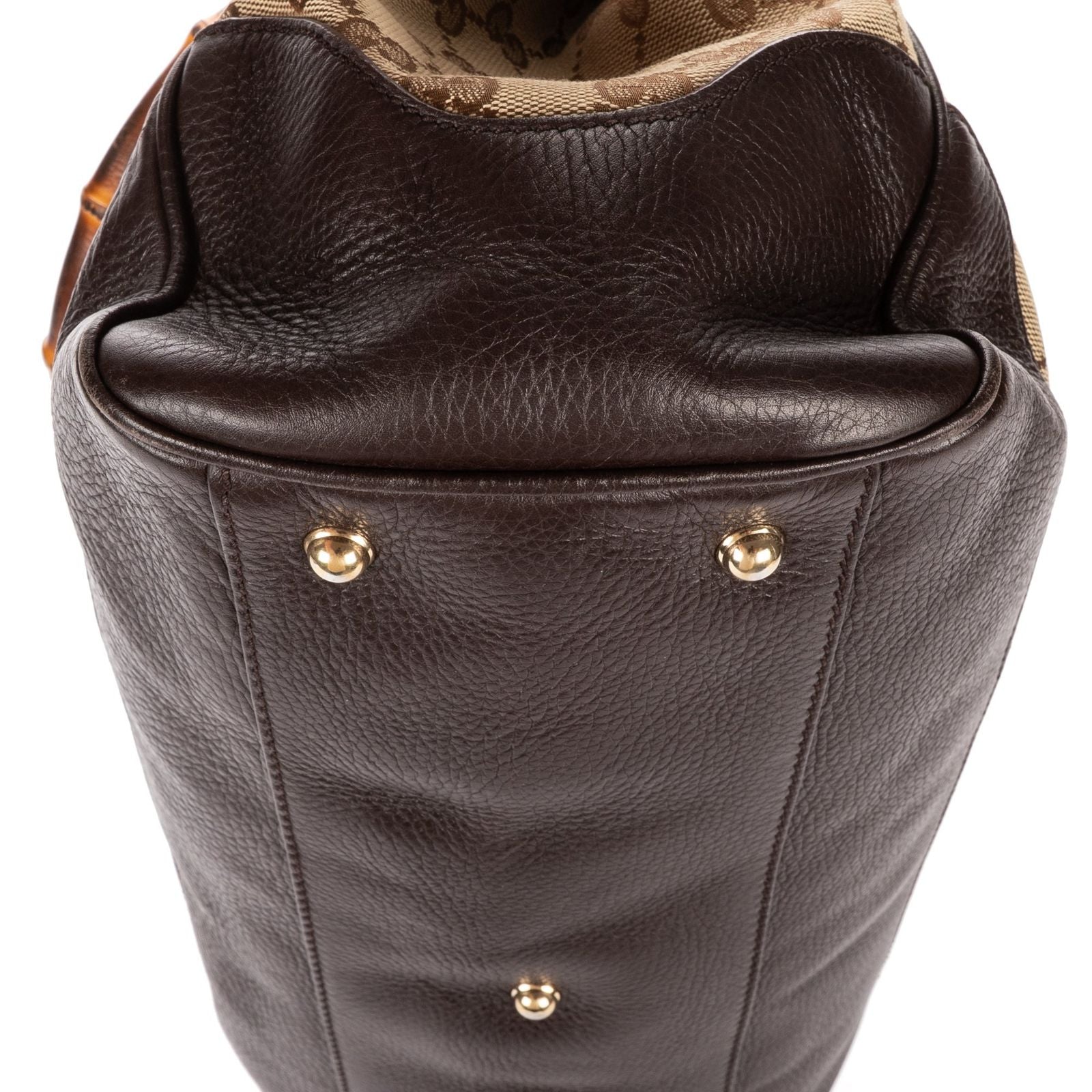 Gucci Midi Amfloral Bamboo Top Handle Brown Beige GG Canvas — view 7