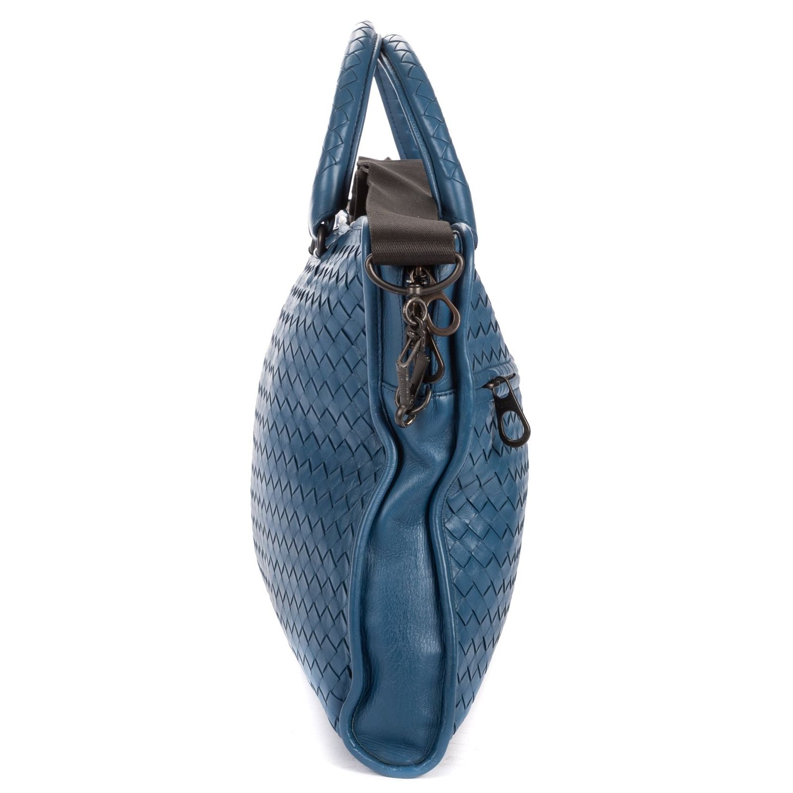 Bottega Veneta Venet Messenger Blue Intrecciato Leather — view 4