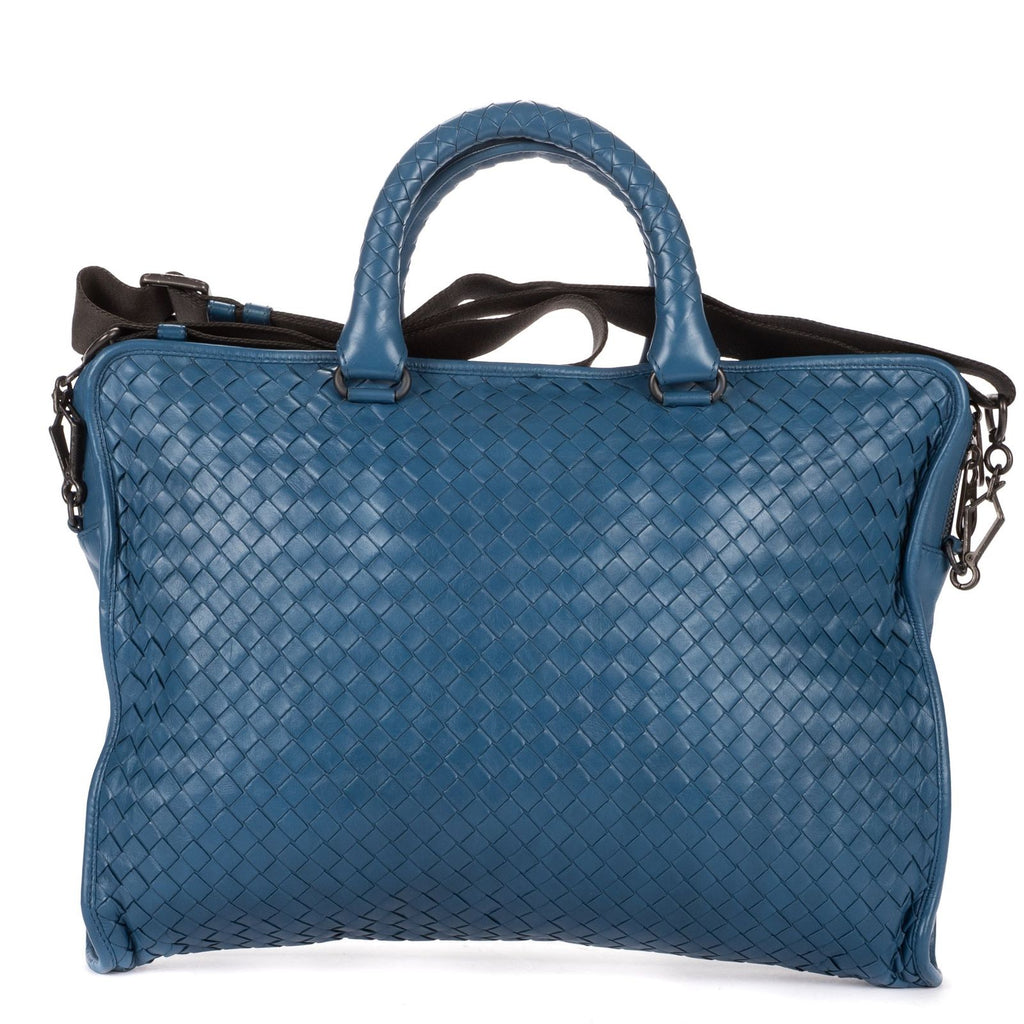 Bottega Veneta Venet Messenger Blue Intrecciato Leather — view 5