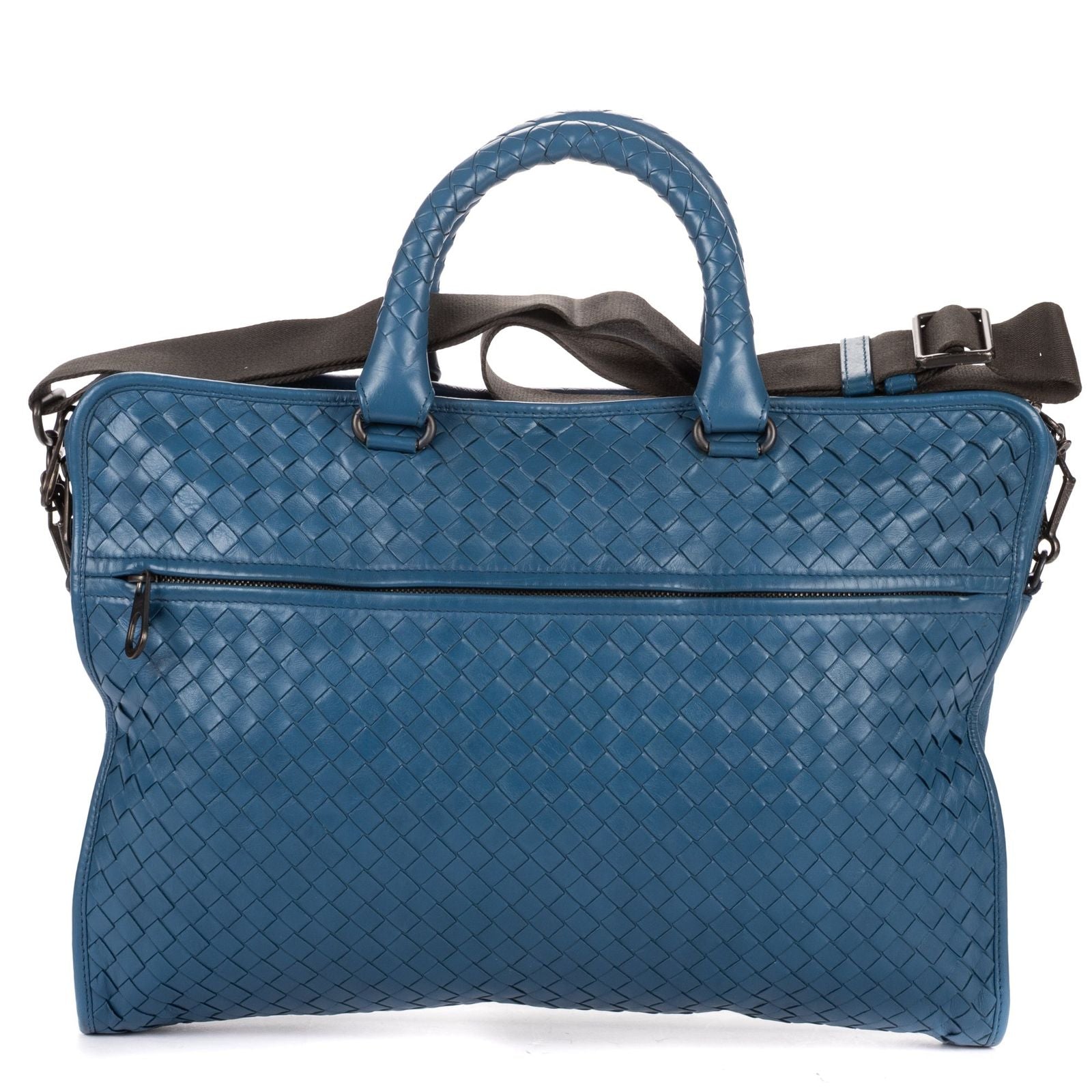 Bottega Veneta Venet Messenger Blue Intrecciato Leather
