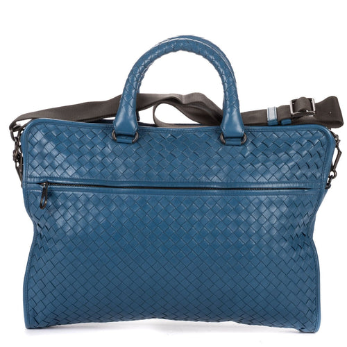 Bottega Veneta Venet Messenger Blue Intrecciato Leather