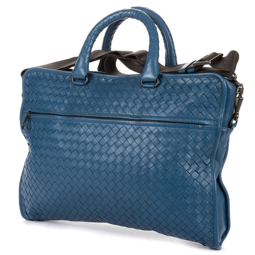 Bottega Veneta Venet Messenger Blue Intrecciato Leather — view 2