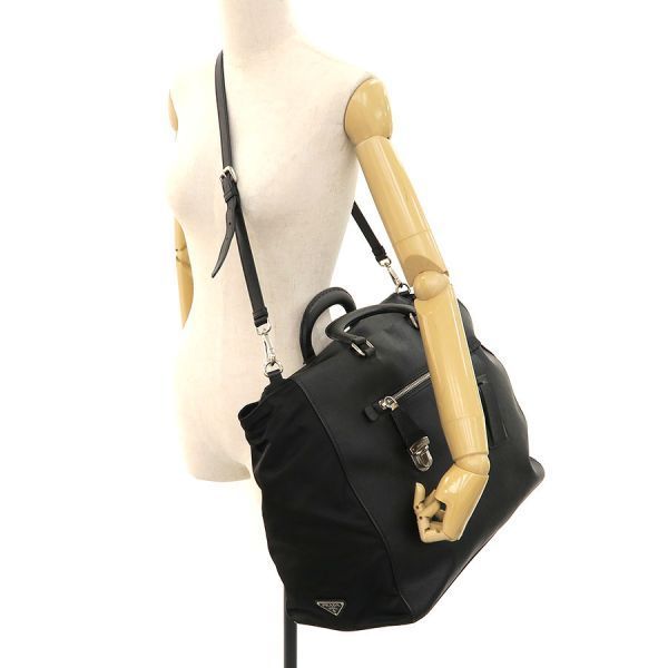Prada Nylon Leather 2-Way Boston Black Messenger — view 9
