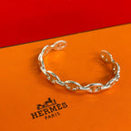 Hermes Enchainee Bangle 925 Sterling Silver Bracelet