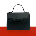 Saint Laurent YSL Logo Embossed Leather Handbag Mini Tote Black