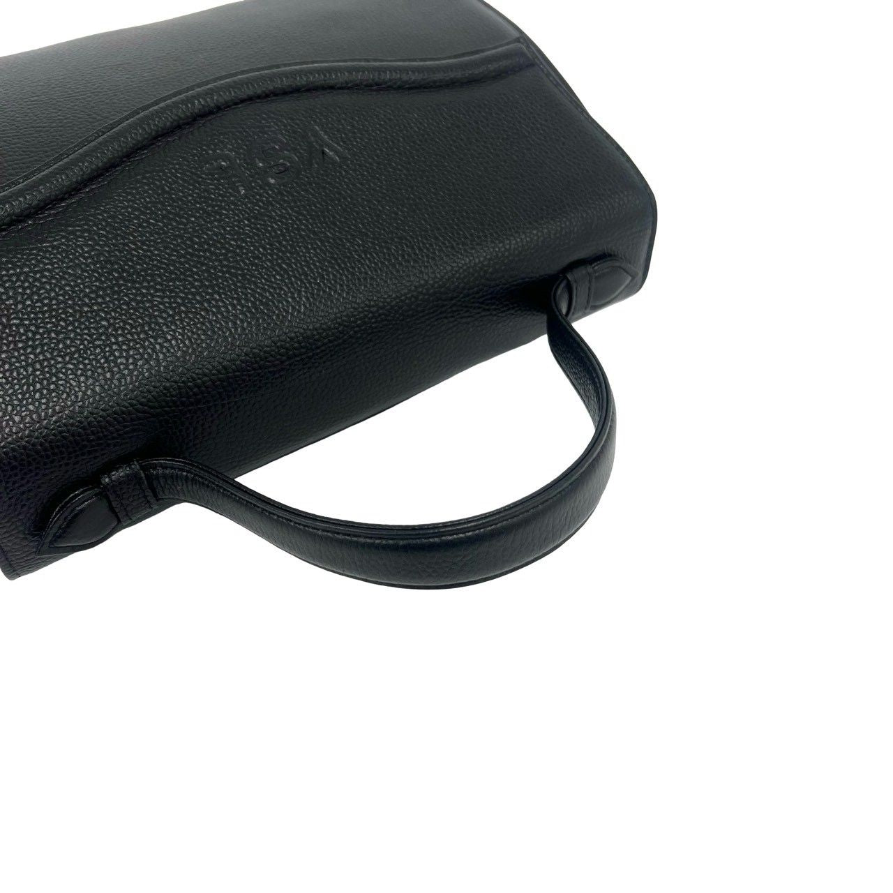 Saint Laurent YSL Logo Embossed Leather Handbag Mini Tote Black — view 4
