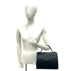 Saint Laurent YSL Logo Embossed Leather Handbag Mini Tote Black — view 2