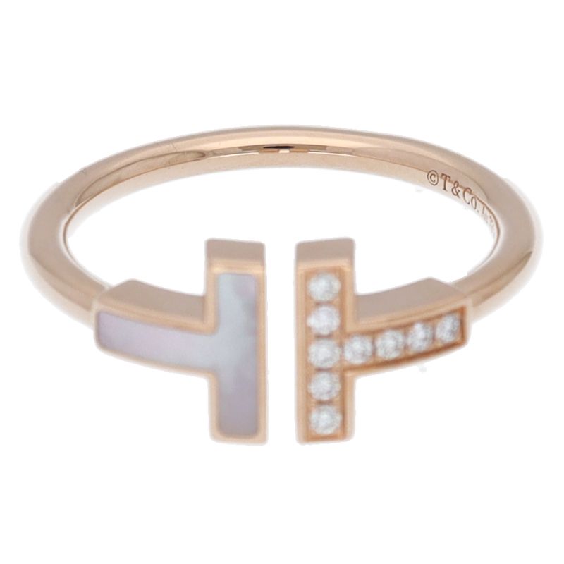 Tiffany & Co T Wire Shell Diamond Ring 18k Pink Gold — view 2