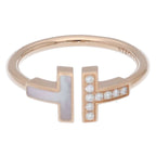 Tiffany & Co T Wire Shell Diamond Ring 18k Pink Gold — view 2