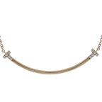Tiffany & Co T Smile Small Diamond Necklace 18k Pink Gold