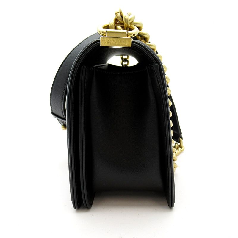 Chanel Boy Chain Shoulder Bag Lambskin Black — view 2