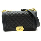 Chanel Boy Chain Shoulder Bag Lambskin Black