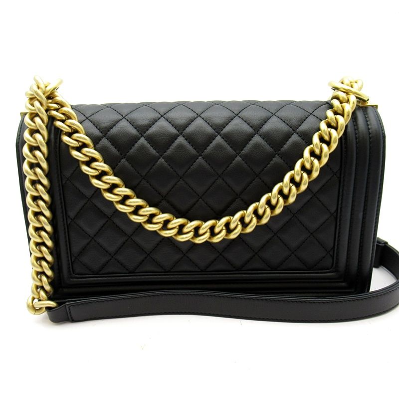 Chanel Boy Chain Shoulder Bag Lambskin Black — view 3