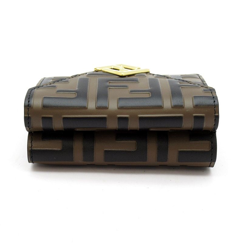 Fendi FF Diamond Trifold Wallet Leather Brown — view 3