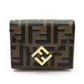 Fendi FF Diamond Trifold Wallet Leather Brown