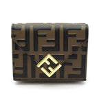 Fendi FF Diamond Trifold Wallet Leather Brown
