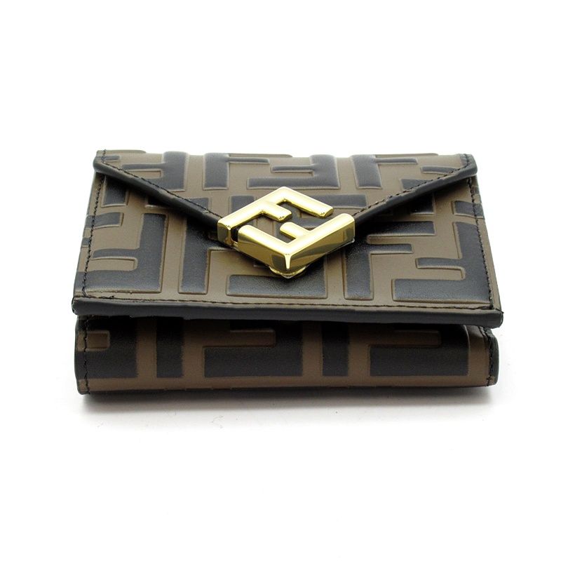 Fendi FF Diamond Trifold Wallet Leather Brown — view 4